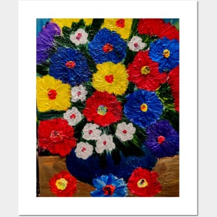 Bright and colorful abstract flowers Posters and Art